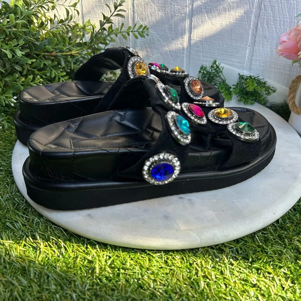 KURT GEIGER LONDON ORSON CRYSTAL SANDAL black  $150 size 36.5 US 6.5 gently used